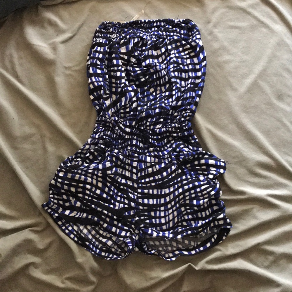 Blue and White Romper